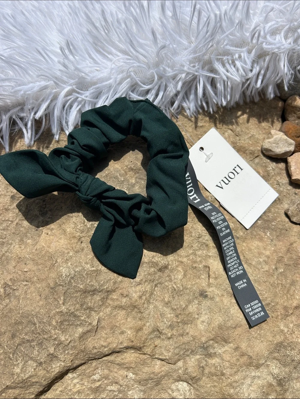 Vuori Scrunchie with Bow in Grass  Dark Green Color New with tags!